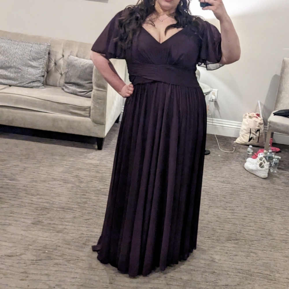 Flutter Sleeve Crisscross Mesh Formal Dress